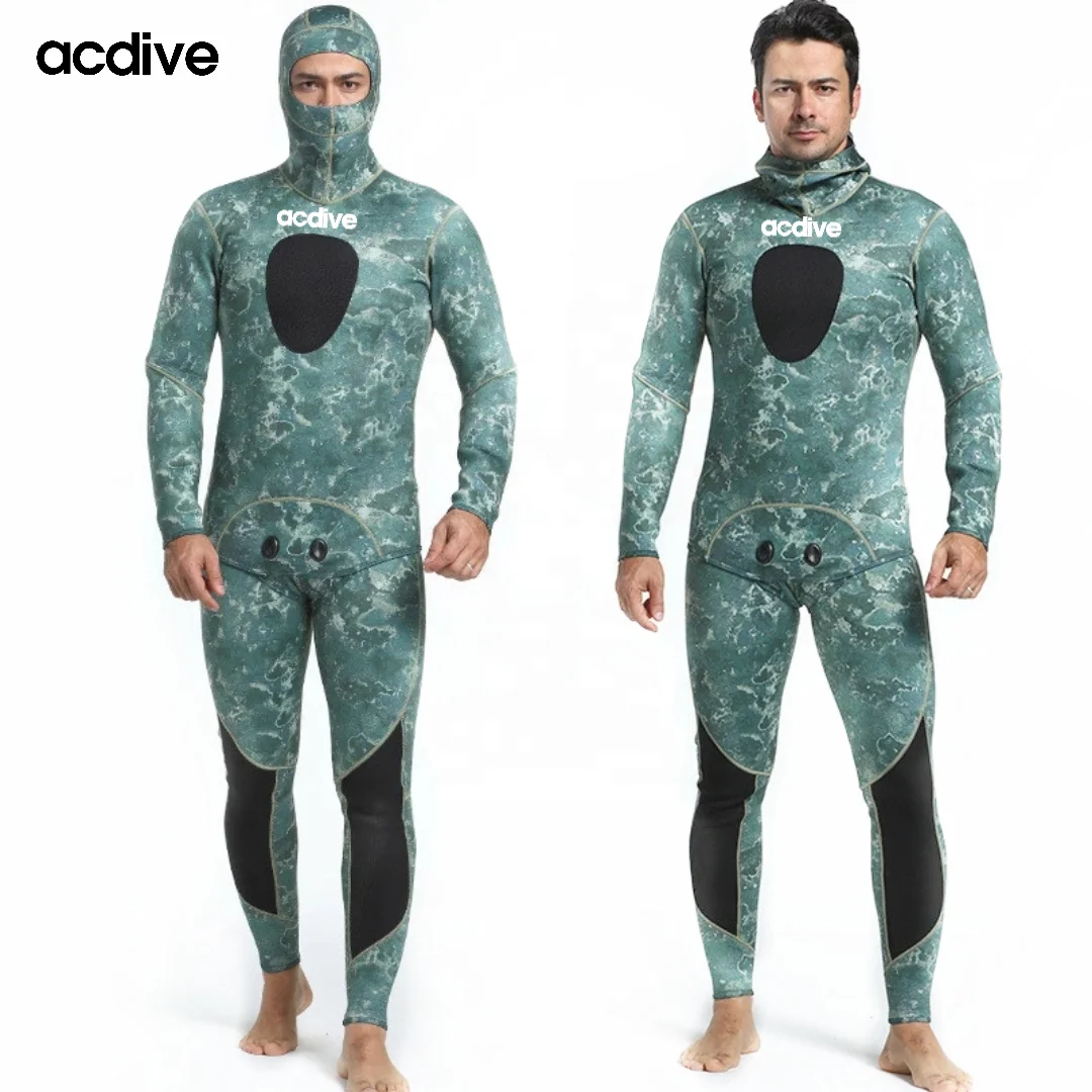 Professional Customized 3mm Camo Neoprene Men Diving 2PCS Fishing Scuba Spearfishing Sports Wetsuit