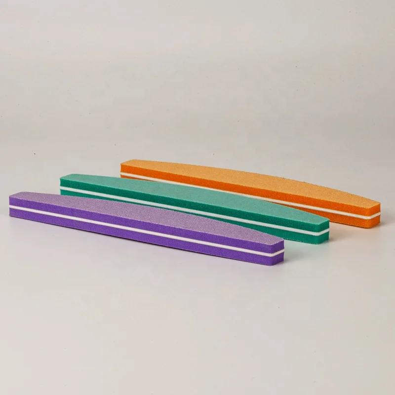China Manufacture Half Moon Square Private Label Wholesale Nail Filer Sponge File Buffer Custom Logo 180/180 100/180