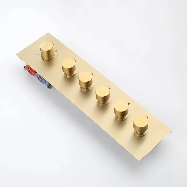 Chrome/Black/Gold Shower Valve Body  Thermostatic Control Switch Brass Mian Body  Five-function rotary switch
