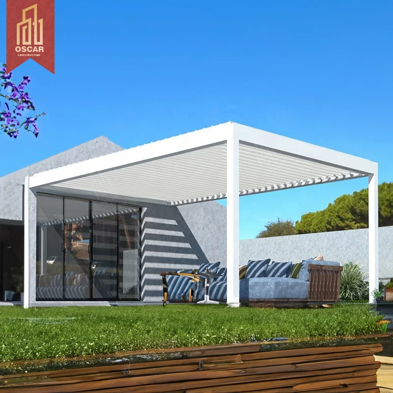 Modern Electric Intelligent Garden Metal Aluminum Alloy Pavilion Is Easy to Assemble and Automatic Aluminum Pavilion PVC MDF