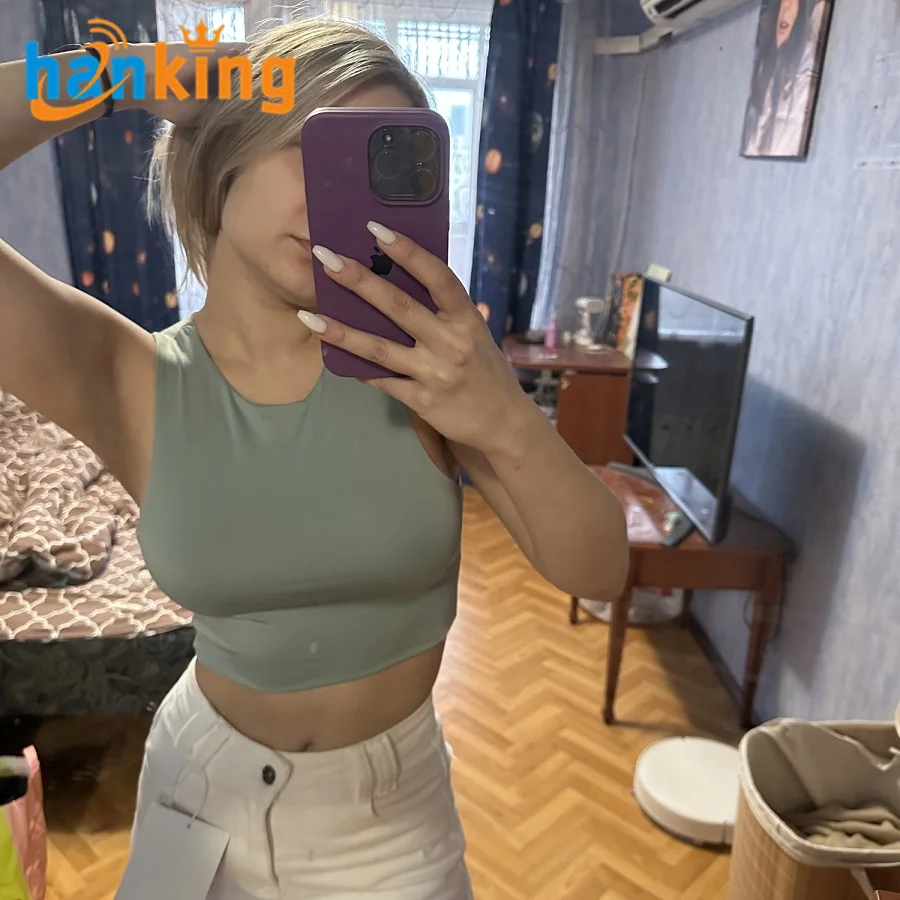 Ehanking Women Sexy Slim Tops O-neck Sleeveless Ladies Good Quality Double Nylon Tank Tops Summer Fashion Ladies Clothing Vest