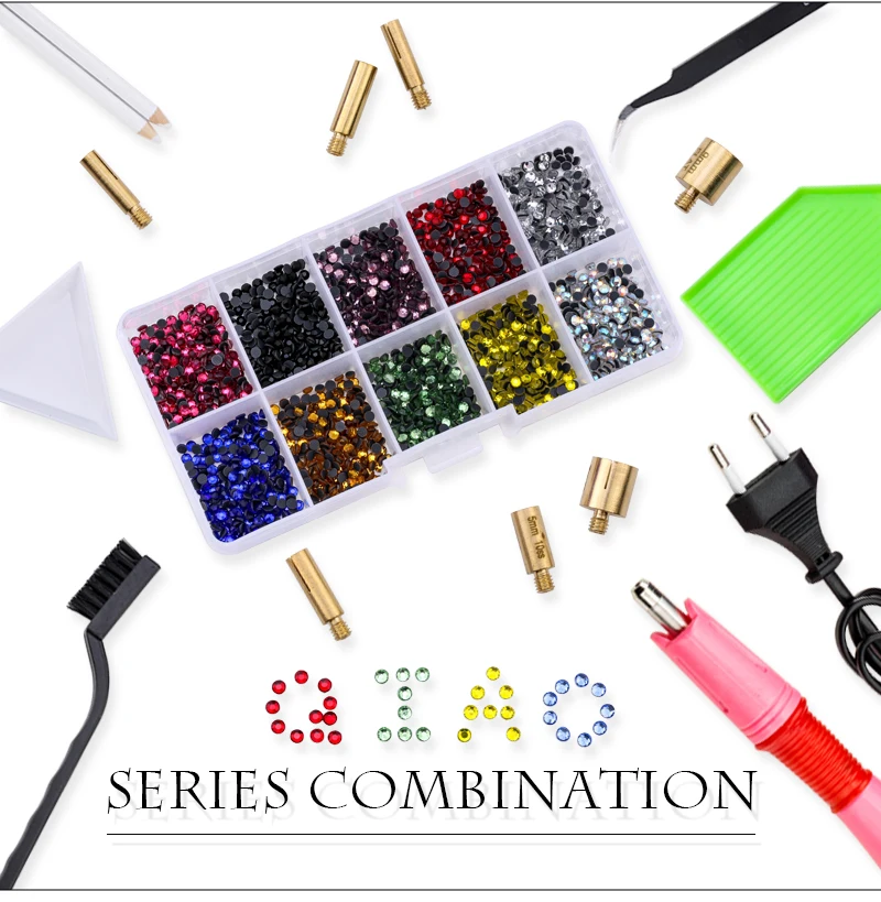 QIAO Heat Applicator Rhinestone Glass Machine Wand Iron On Tool Pink Black Purple Hotfix Rhinestone Applicator for Clothing