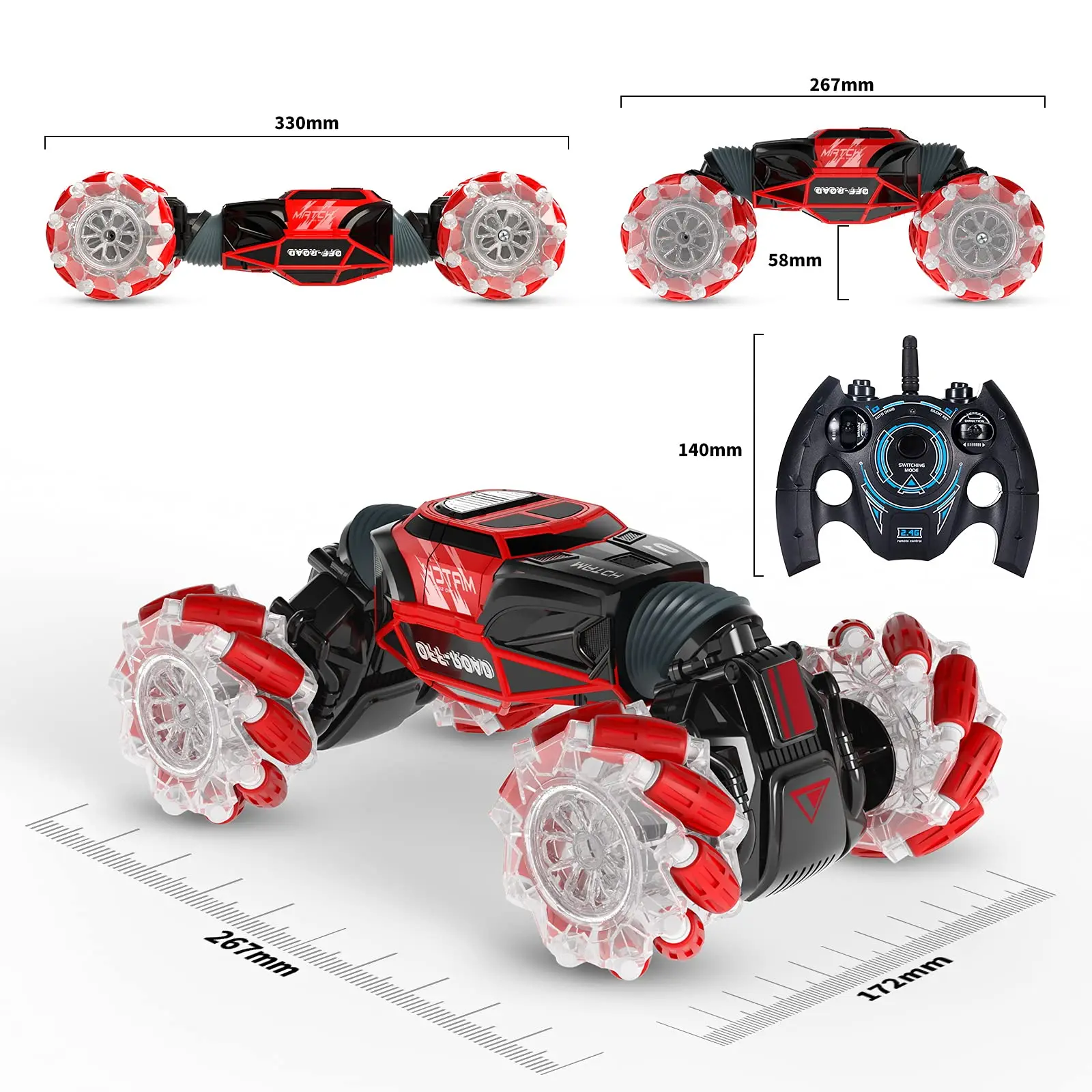 Управляемый вручную жест RC автомобиль с подсветкой и музыкой двойной Размер 4*4 дистанционное управление трюковая машина