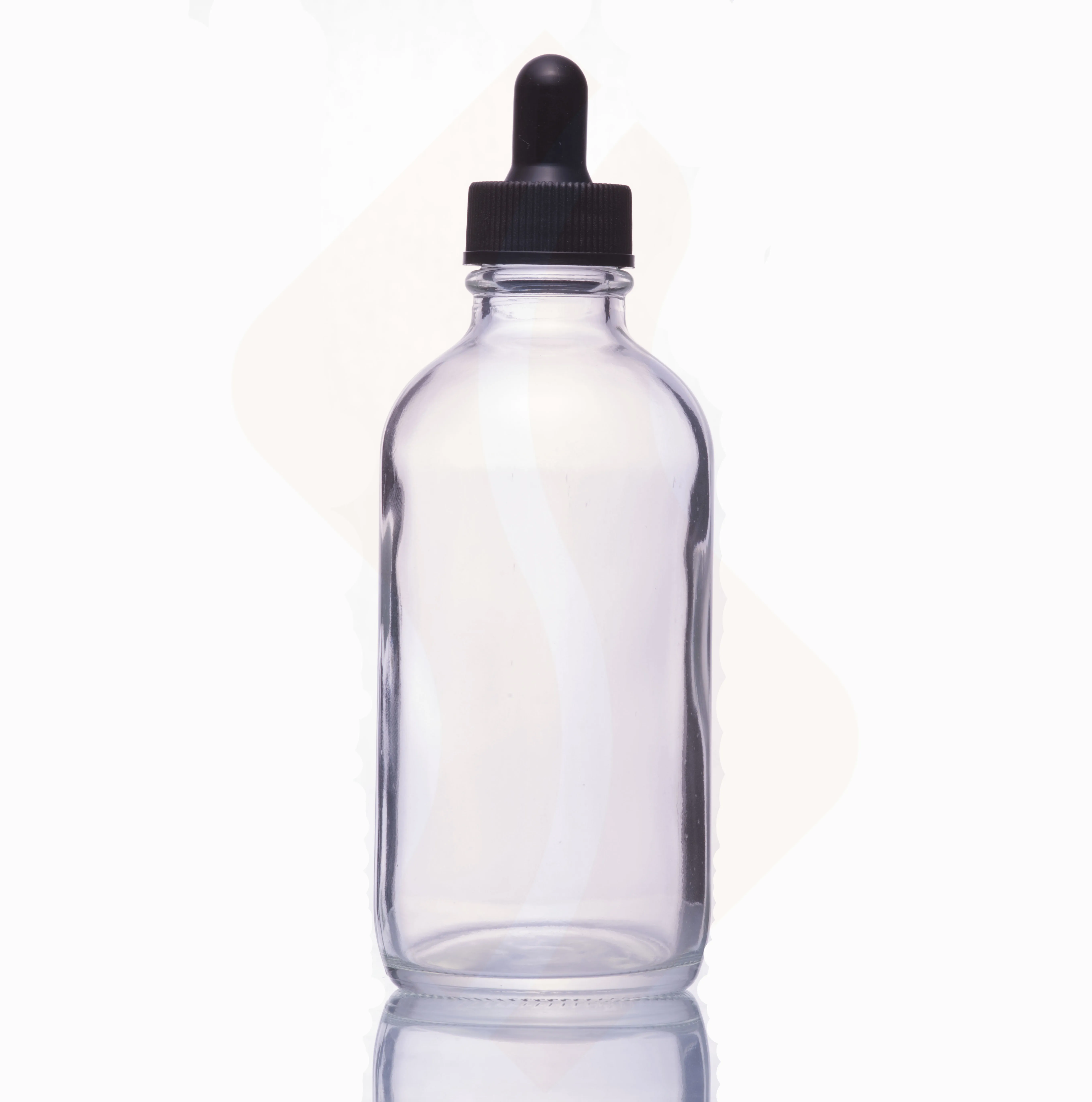 4 oz 120ml Clear Boston Round Glass with Black Child Resistant Dropper Bottle 22mm 22-400