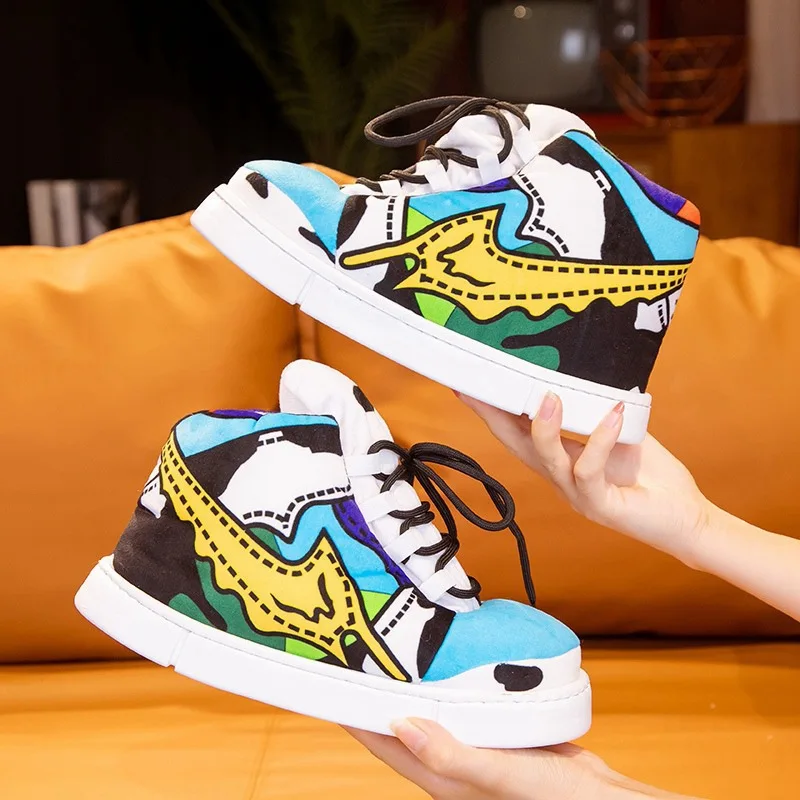 Wholesale Custom Winter Yezzy New fashion Plush Sneaker Slippers Shoes Winter Warm Fuzzy House Sneaker Slipper One Size Fits All