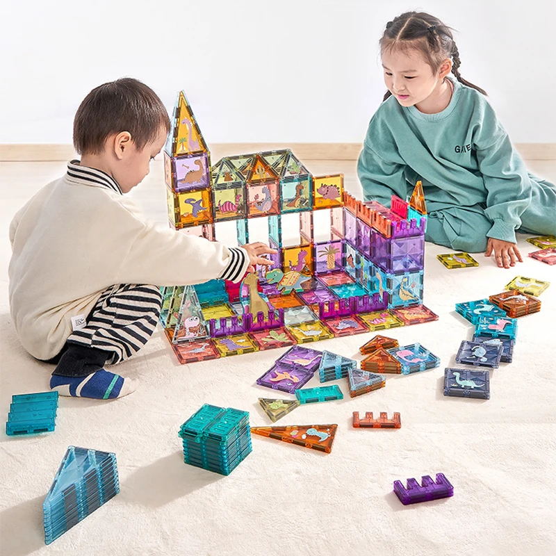 Big Size Dinosaur Magnetic Tiles Creative Educational Magnets Construction Magnetic Building Blocks Toys For Toddlers