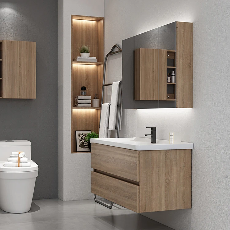 Free Standing Water Resistant Sink With Wall Hang Bathroom Cabinet Mirror