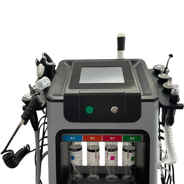 glowskin oxygen facial machine aqua hydra peeling dermabrasion silicone facial scrubber MDA tool face led rf cavitation machine