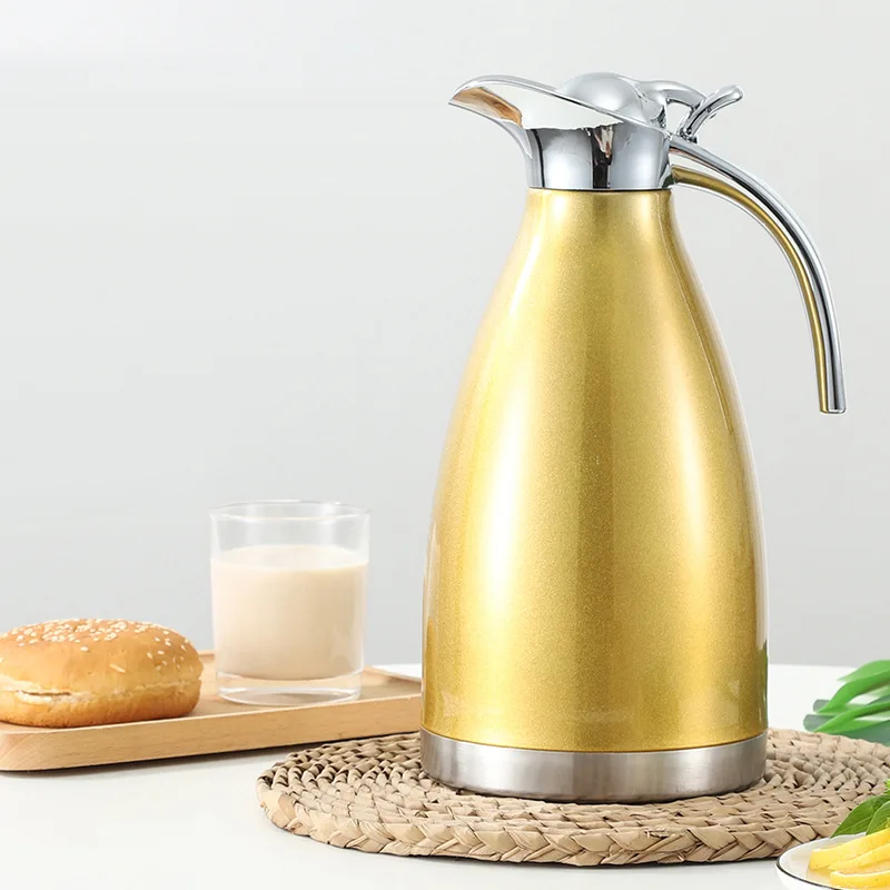 Stainless Steel Coffee Pot 1.5L & 2L Large Capacity Double Wall Insulation Vacuum Thermos Ready Stock Vacuum Bottle