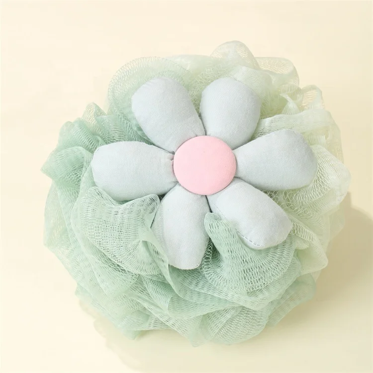 Cute Flower Bathing Flower Customizable Packaging Shower Loofah Puff Ball Bath Shower Balls Shower Washcloth Ball