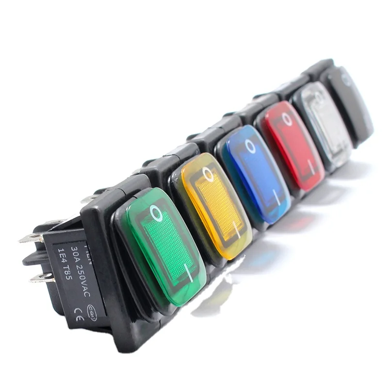 
DPST waterproof LED illuminated red yellow 220v 12v dc on off rocker switch  (60661783166)