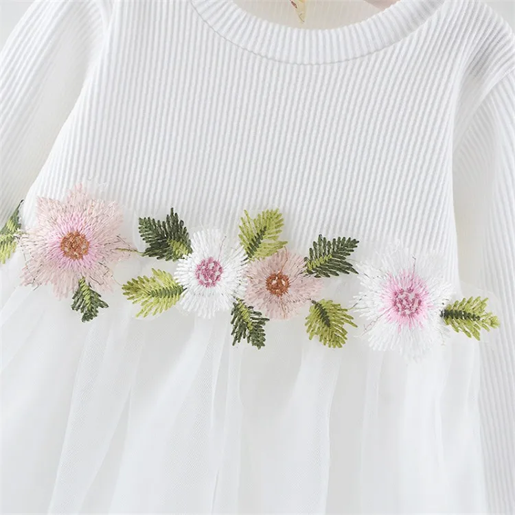
Bulk Buy Wholesale Infant Little Girl Long Sleeve Ribbed Knitted Top Tutu Skirt Flower Pink Party baby girl tulle dress 