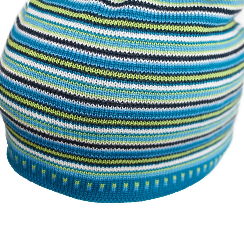 Custom Logo Acrylic Knitted Winter Hats Custom Striped Beanie Kids Stripe Hats
