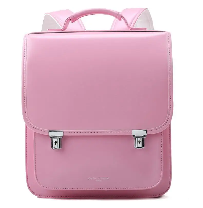 Unisex Waterproof School Backpack Zipper Closure PU Material Book Bag Students featuring Cartoon Pattern Polyester Lining Girls