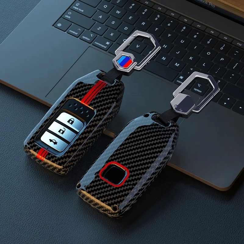 ABS Carbon Fiber Style Car Key Case Cover For Honda CR-V CRV Fit Civic Accord City Odyssey XR-V Pilot Accessories Shell