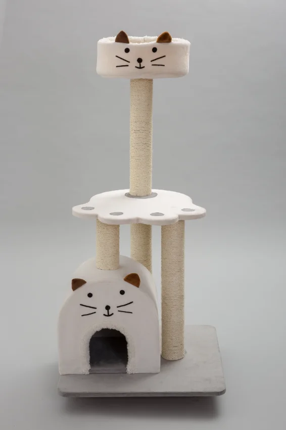 2021 New Design Scratching Posts and Plush Condos Activity Kitten Centre Tower Equipped Cat Tree with Basket