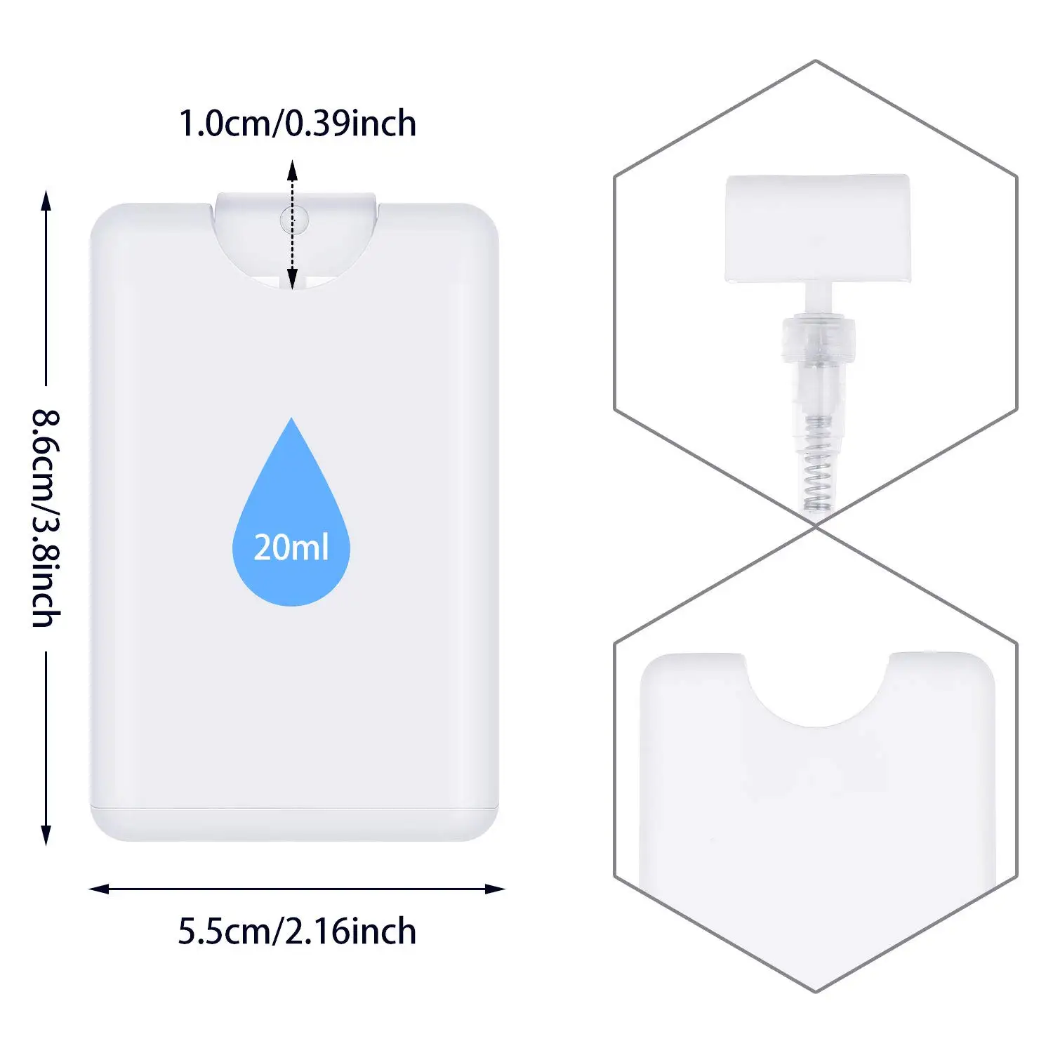 20ml Empty Portable Card Type Plastic Pocket Size Perfume Mist Flat Hand Sanitizer Spray Pocket Bottle Credit Card