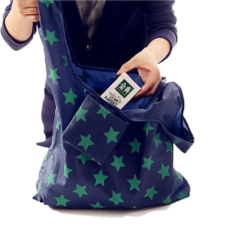 
Customized 210D Oxford Cloth Ultra Light Reusable Grocery Pouch Gift Tote Bag Purse Eco-friendly Men Women Foldable Shopping Bag 