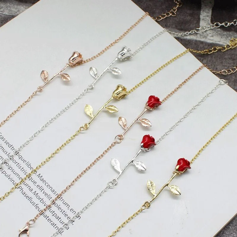  European trendy romantic brass real gold plated 3D rose flower colorful charm foot jewelry anklets for women