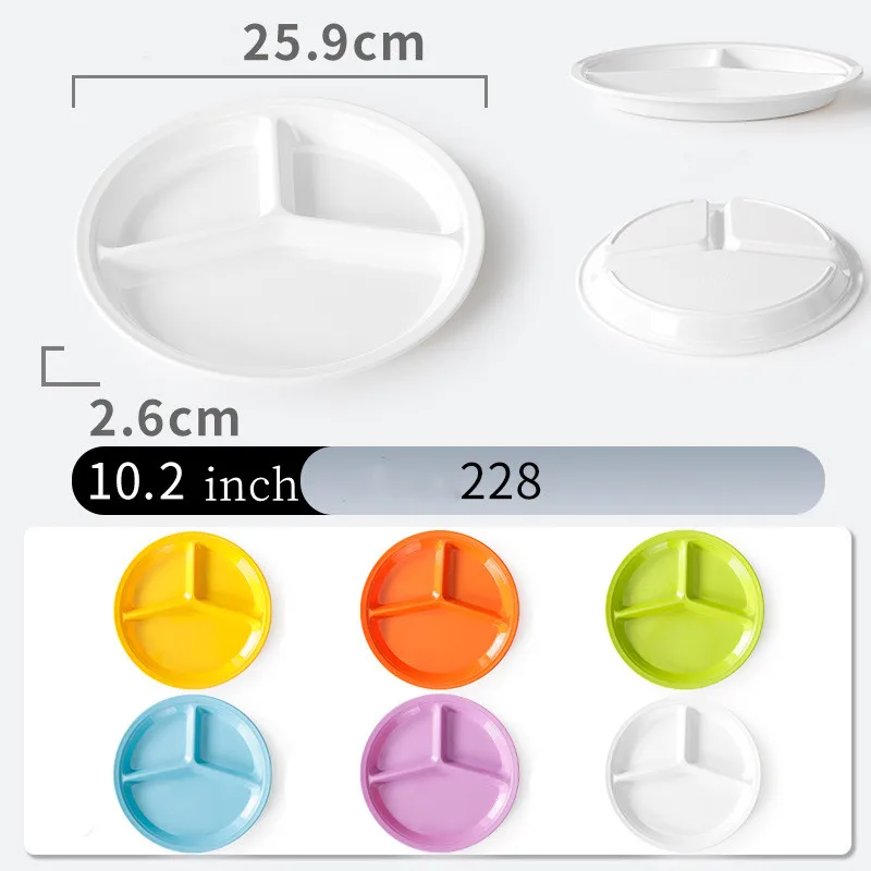 Colorful Divided Fast Food Tray School Canteen 3/4/6 Compartment Melamine Lunch Dinner Plates For Kids