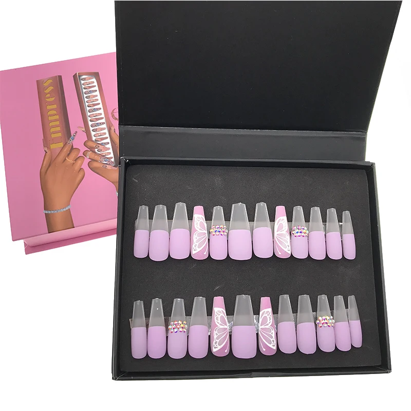 
2021 new high quality packages factory press on nail packaging box 