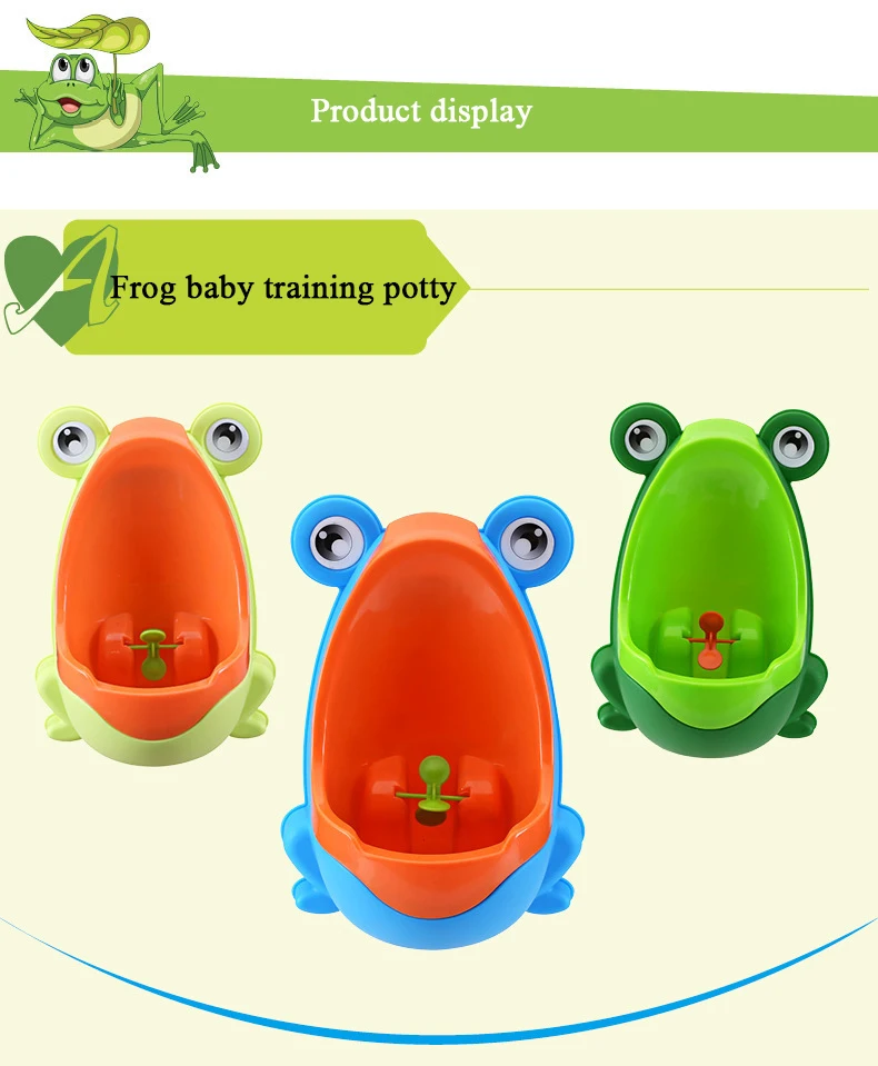 Portable Frog Standing Potty Training Urianl with Aiming Target Toddler Boy Urinal with Suction Cup can be Pasted on the Wall