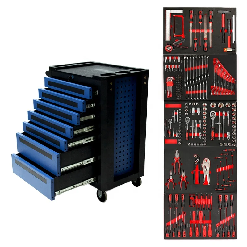 Unique Features New Design Metal Tool Cabinet Trolley Kit with 201 Pcs tools Set For garage