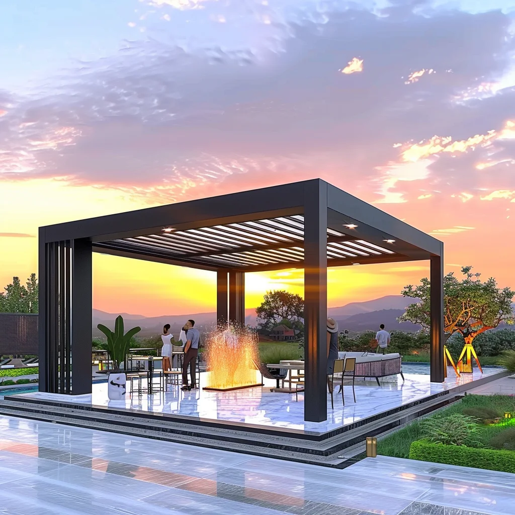 pergolas and gazebos outdoor Louver Garden gazebo outdoor pavilion aluminium retractable roof pergolas and gazebos outdoor