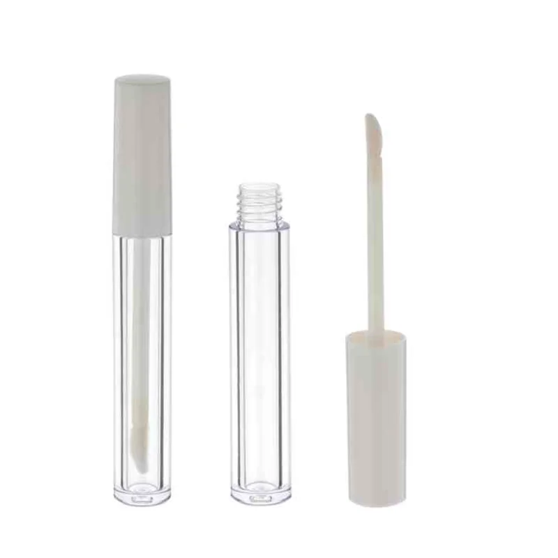 Wholesale empty round cute  frosted lip gloss tube with white cap top brush applicator for lipgloss container custom logo print