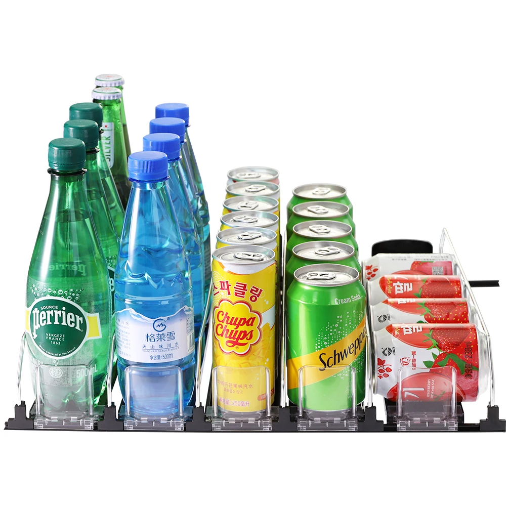 Supermarket Automatic Soda Smart Dispenser Beverage Organizer Fridge Bottle Shelf Pusher Glide System Plastic Can Drink Pusher