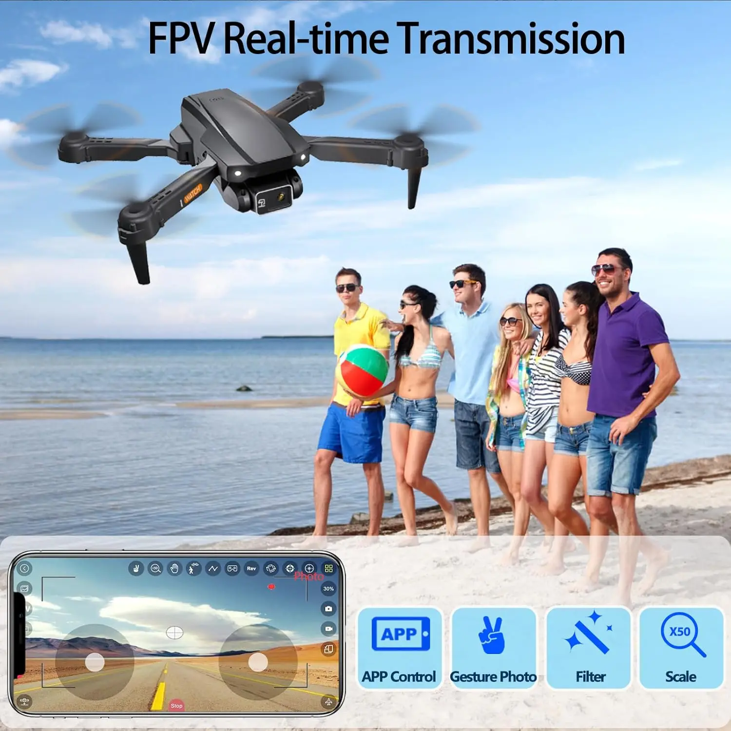 Dwi Dowellin Drone with Camera for Adults Beginners, FPV Foldable RC Quadcopter Toys,Adjustable 1080P HD Camera Drone