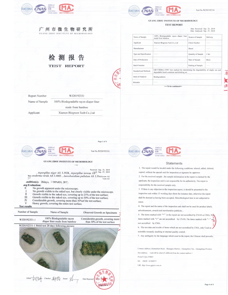 100% Biodegradable bamboo nappy liner pocket diaper liner