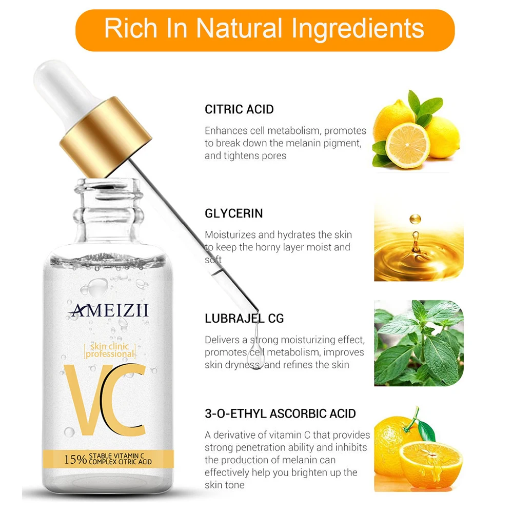 Organic Brightening Vit VC Vitamin C Serum Facial Serum Anti Aging Anti Wrinkle Whitening Moisturizing Facial Serum