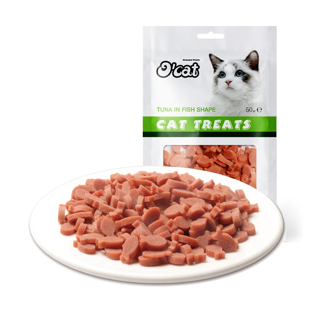 Профессиональный производитель кошачьих лакомств натуральный тунец в форме рыбы сухие закуски для кошек