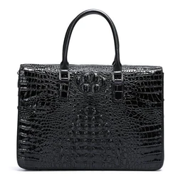 Dreamtop DTG539 luxury crocodile grain leather lawyer handbag cowhide leather vintage style laptop leather briefcase