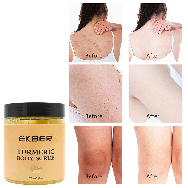 EKBER Private Label Natural Turmeric Vitamin C Exfoliating Hand Body Scrub Brightening Body Scrub For All Skin