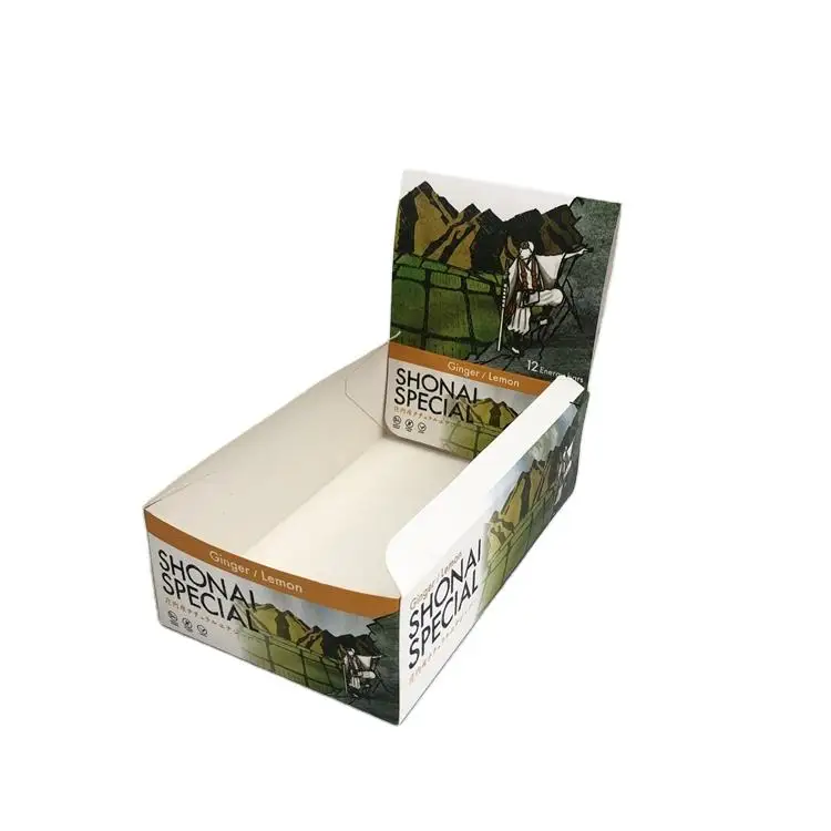 Custom Printed Counter Paper Boxes Snacks Chocolate Energy Bar Packaging Boxes For Retail Store Custom Display Box