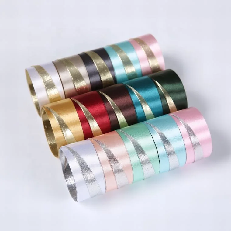 
2 color classic smooth custom printed different face multicolor gold gift box satin ribbon 