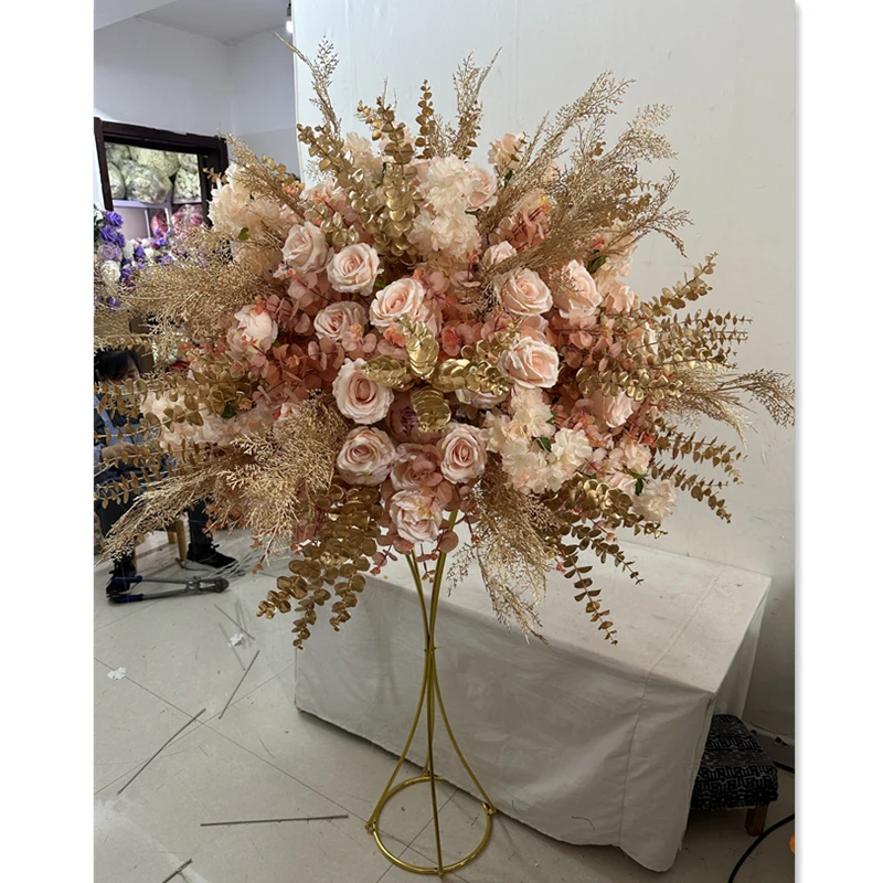 IFG 80cm decorative flower supplying high quality gold leaves flower arrangements for wedding