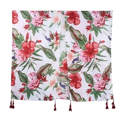 Oversized floral ruana with tassel female flower print spring kimono women polyester print blouse kimono