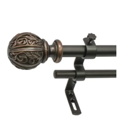 China made double curtain rod extendable 12ft curtain pole with finials and brackets