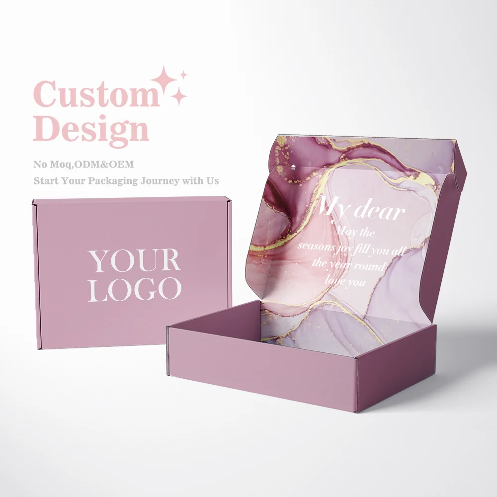 Hot Selling Custom Logo Pink Color Cosmetic Corrugated Packaging Mailer Box Shipping Box Paper Box with Best Prices