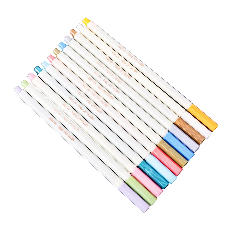 Water Base Metal Color Ink Non Toxic Child Safe Fine Tip Metallic Marker For Wine Glass Ceramic Rock Balloon Paper Painting
