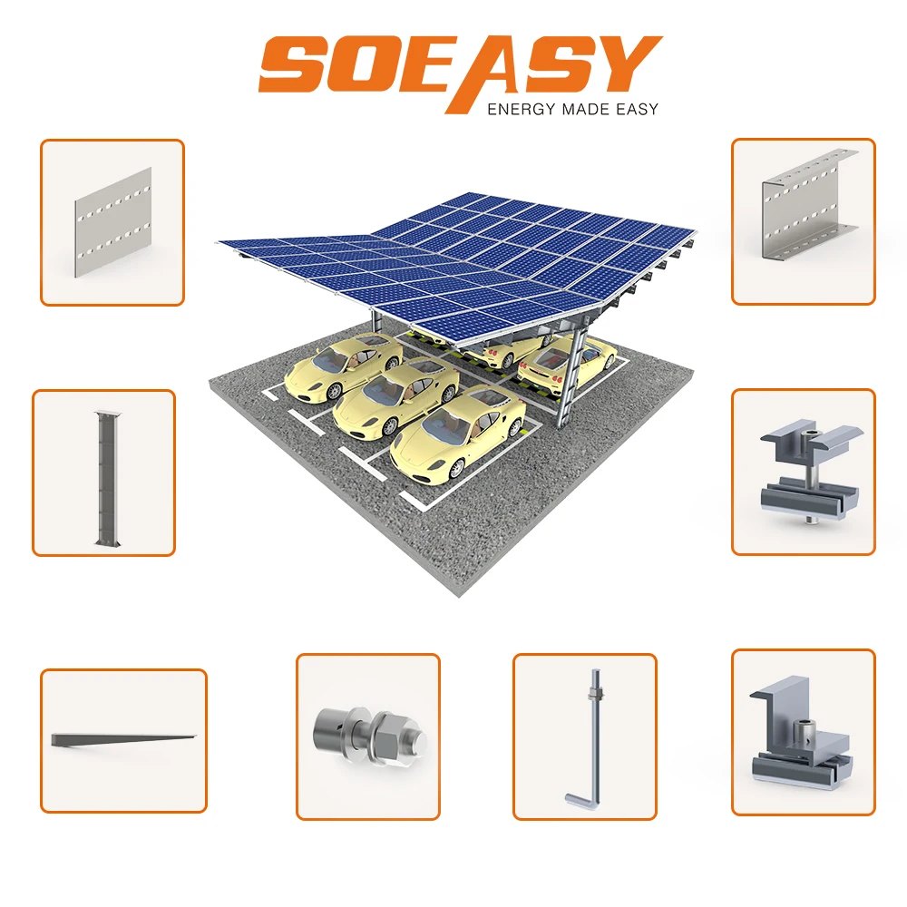 Support Customized Factory price PV Galvanized Carbon Steel Car Park Mounting Structure Solar Carport