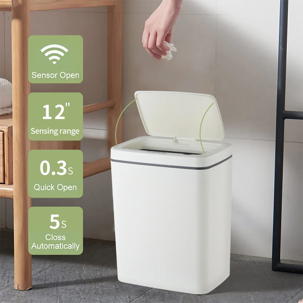 Custom Logo Indoor 12L Standing Sensor Open Waste Bins Popular Smart Trash Can