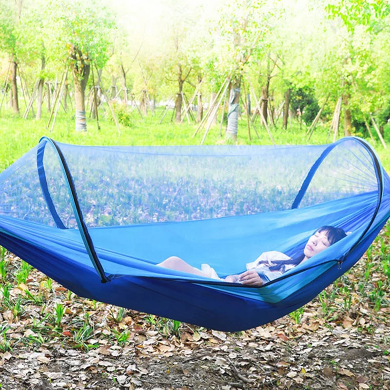 Custom print adults outdoor camping hammock with net ultralight parachute nylon travel hammock