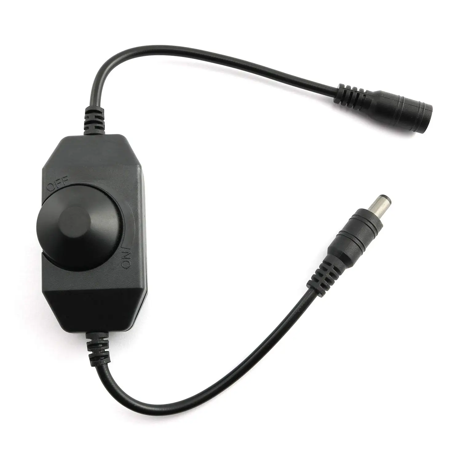 eSann 6A Plug in DC Cord 12V Black Inline Neon Led Light Dimmer Knob Switch for Led Lights
