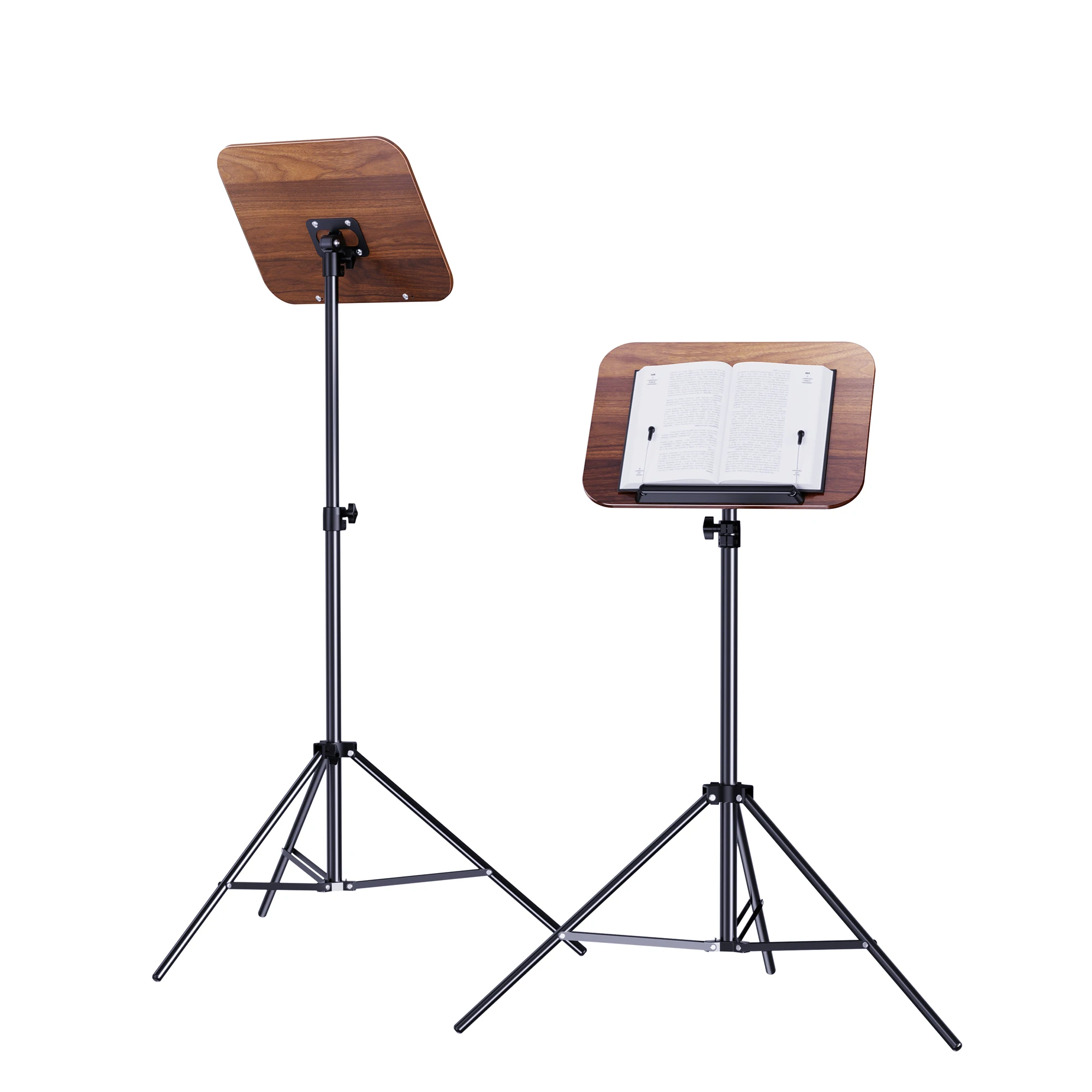 NEW Arrivals Boneruy S01 Carbon Steel 360 Rotate Folding Wooddn Plate Stand Tripod Base Floor Sheet Music Stand For Concert