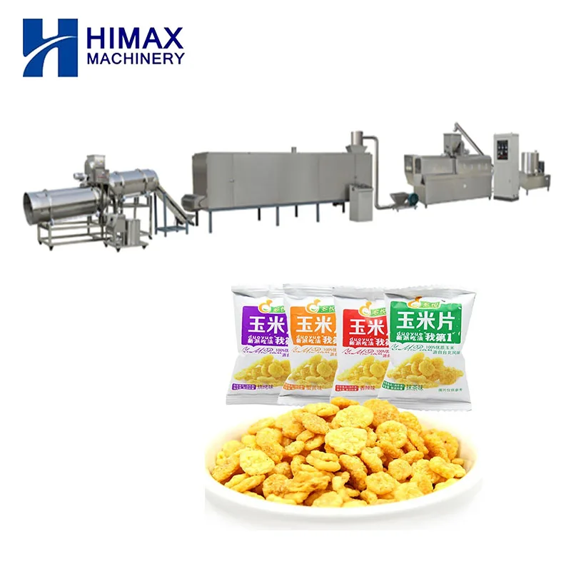 Multifunctional puffed corn snaks food making twin screw extruder 100-150 Kg/h food snacks machine puff snacks production line