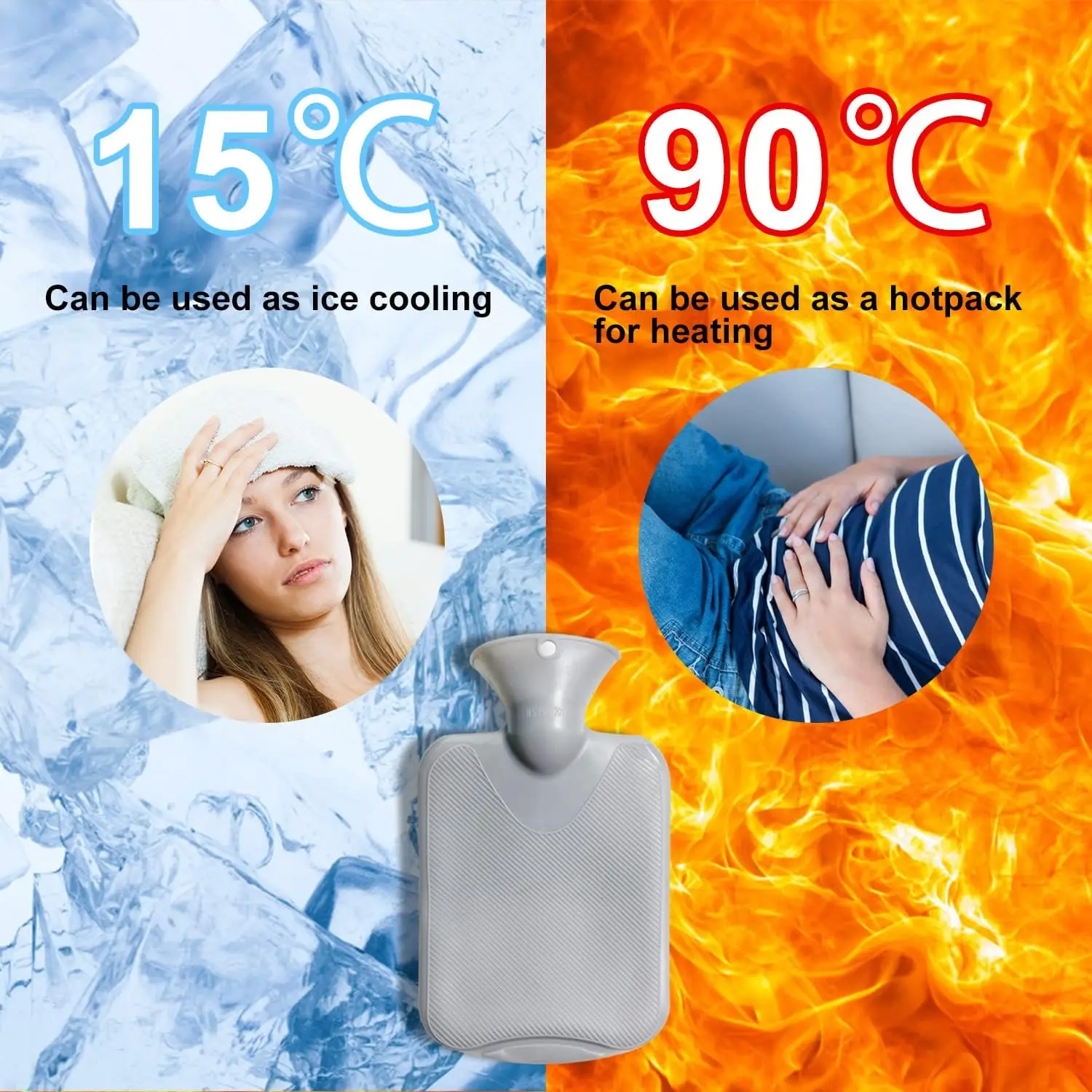 Wholesale Rubber Warm Water-filling Hot Water Bottle 1000ml Hot-Water Bag with Soft Waist Cover